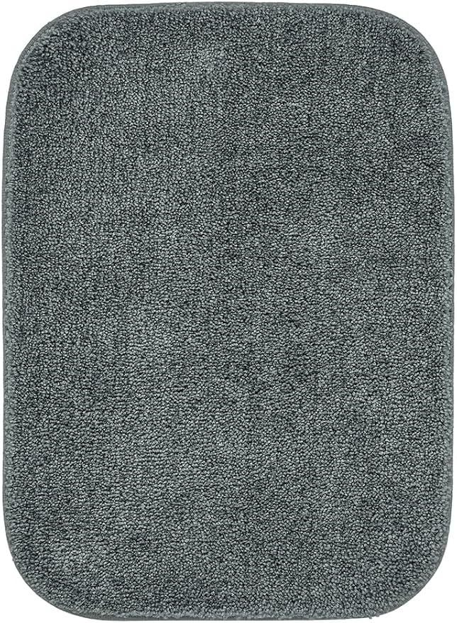 Garland Rug Traditional Nylon Washable Dark Gray 3 Bath Rugs (17" X 24", 21" X 34", 21" X 34") - Soft, Absorbent, and Stylish for Your Bathroom