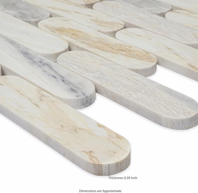 MSI Angora Ellipse 12 in. x 12 in. Polished Marble Mosaic Floor and Wall Tile for Bathroom, Kitchen Backsplash, Accent Wall Tile, and Shower Wall Tile