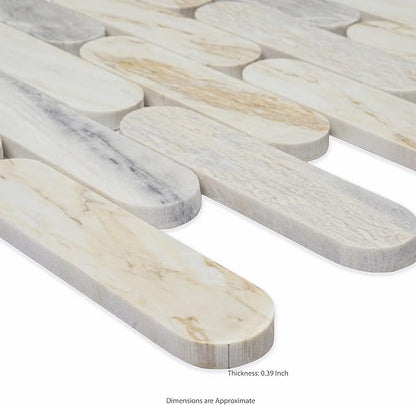 MSI Angora Ellipse 12 in. x 12 in. Polished Marble Mosaic Floor and Wall Tile for Bathroom, Kitchen Backsplash, Accent Wall Tile, and Shower Wall Tile