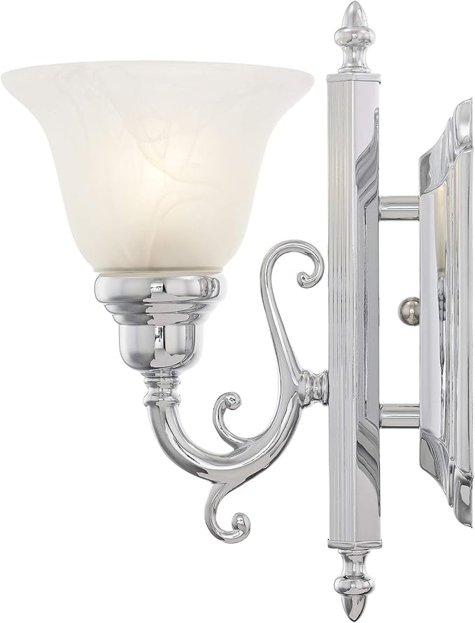 Livex Lighting 1281-05 Bath Vanity with White Alabaster Glass Shades, Chrome