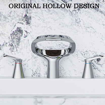 Bathroom Faucets for Sink 3 Hole, Bezeit 8 Inch Widespread Bathroom Faucet with Waterfall Spout, Solid Brass Chrome Faucet with 2 Handles and Water Supply Hoses