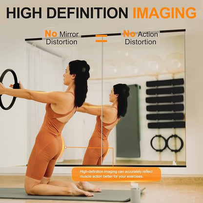 Home Gym Mirror, 48''x24''x2PCS, Large Full Body | Tempered Glass, Frameless, Wall-Mounted, For Gym, Yoga, Garage, Bedroom, Bathroom