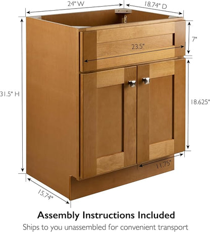 Design House Brookings Bathroom Vanity, 24", Modern Birch | Adjustable Hinges, Freestanding, Contemporary/Modern, Wood, Bath, 587105