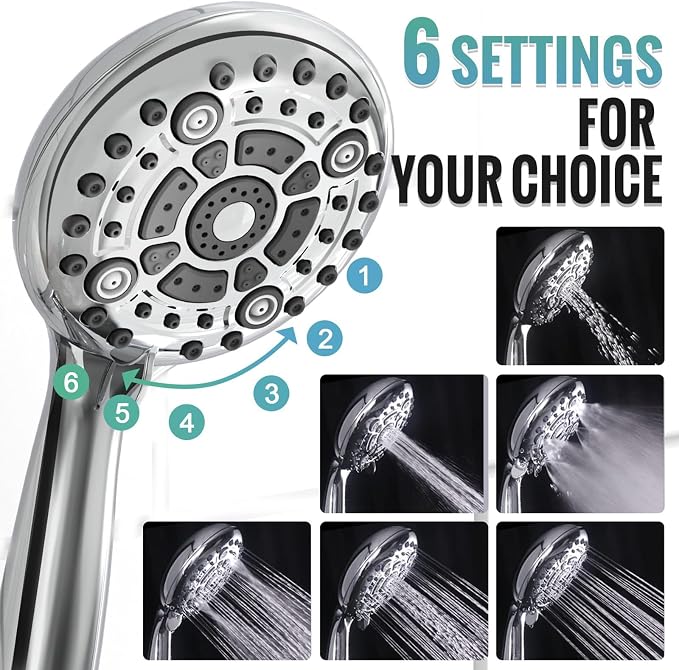 SR SUN RISE Shower Faucet - 16 Inch Multifunctional High Pressure Shower Head System with Handheld Shower Head Fixtures - Valve Included - Polished Chrome