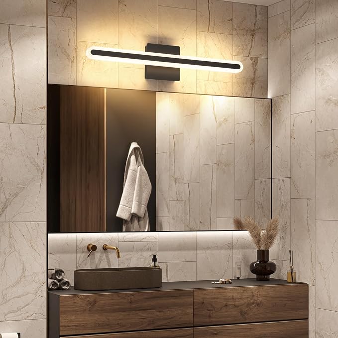 Modern Bathroom Black Vanity Light, 5CCT Dimmable Bathroom Light Bar | LED Vanity Lights Above Mirror 23.6 Inch 20W Makeup Mirror Lights
