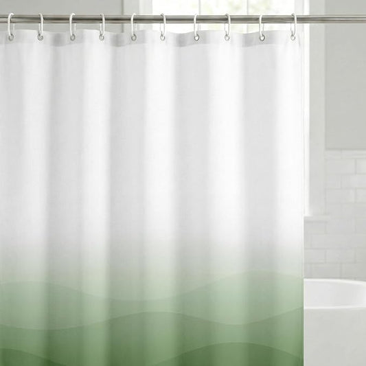 Americanflat 71x74 Wave Green Ombre Shower Curtain - Water-Resistant Long Shower Curtain with Durable Grommets and 12 Hooks - 100% Polyester