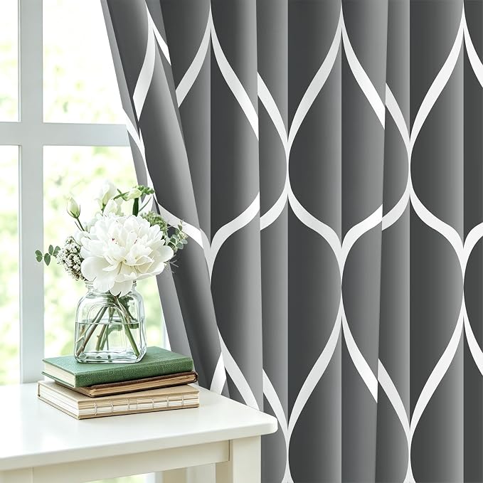 Gelbchu Geometric Shower Curtain for Bathroom, Dark Gray, 72x72 Inch | with Hooks, Premium Polyester, Quick Dry, Water Repellent, Machine Washable, Rustproof Grommets, Modern Minimalist