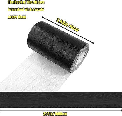 Teemall 10M Black Wood Grain Removable PVC Waterproof Border Wall Decor Removable Self Adhesive Kitchen Bathroom Tiles Sticker Wallpaper 4.2x390 (4inch)