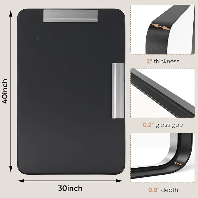 Sweetcrispy Bathroom Mirror, Vanity Mirror for Wall, 30x40 Inch | Rectangle Wall Decor for Entryway, Bedroom, Vanity, Anti-Rust, Horizontal or Vertical Hanging, Black