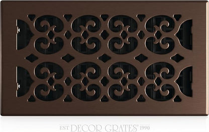 Decor Grates Metal Scroll Decorative Air Vent Cover 6x12 Floor Register – Adjustable Control Lever – AC Floor Vent Covers for Home Floor Vents – Fits 6 x 12 Inch Opening – Rubbed Bronze (SPH612-RB)