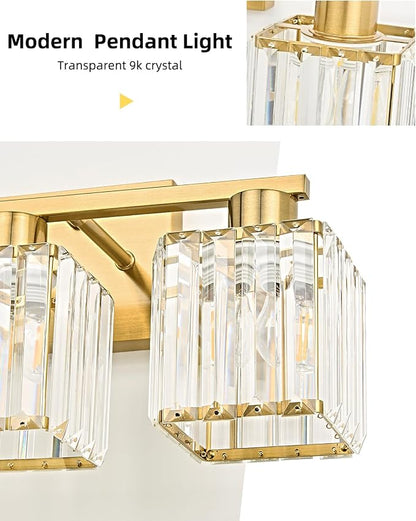 3-Light Bathroom Light Fixtures, Modern Gold Crystal Wall Light for Bathroom,Lighting Fixtures Over Mirror