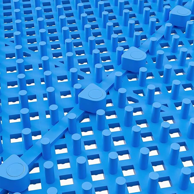 12-Pcs Interlocking Tile, Indoor/Outdoor Drainage Interlocking Floor Tiles 11.8" x 11.8", Anti-Slip Waterproof Soft PVC Splicing Flooring Tile for Garage Patio Pool Bathroom, Blue