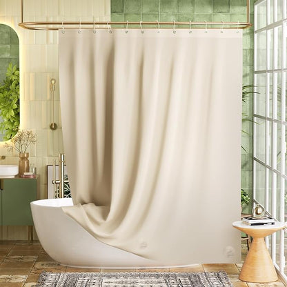 Bathway Shower Curtain Liner, Beige Shower Curtain Liner 72x72 PEVA Waterproof Shower Curtain Liner Plastic with 3 Magnets and 12 Rustproof Metal Grommets, Lightweight Shower Liner for Bathroom
