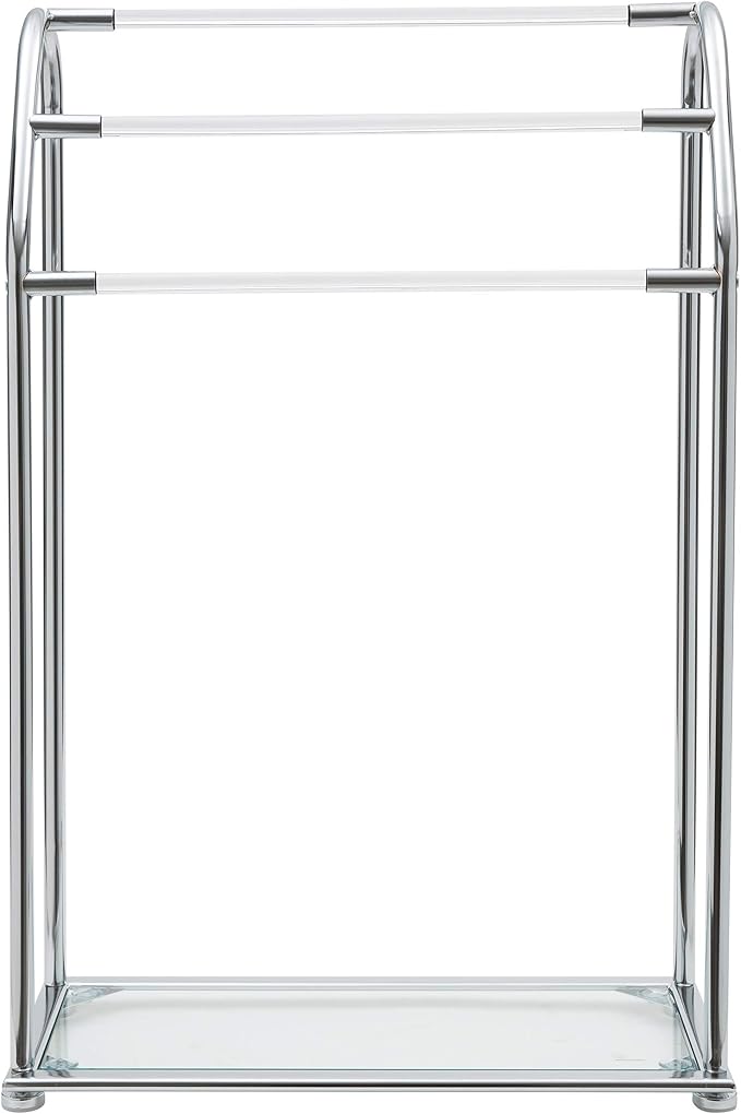 Organize It All 3 Bar Bathroom Towel Drying Rack & Holder with Shelf , Chrome, 62443W-1