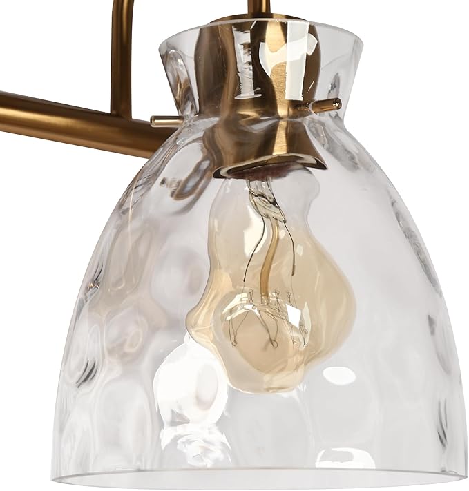 KSANA Bathroom Light Fixtures, 31" Large Vanity Lights Over Mirror 4 Light Bathroom Lighting with Textured Glass Mid-Century Modern Vanity Light for Dressing Room, Powder Room