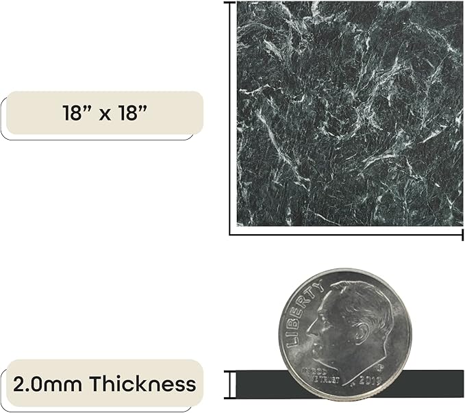 Majestic Self Adhesive 18-Inch Square Vinyl Floor Tiles, 10 Tiles - 18" x 18", Verde Green Marble Pattern - Peel & Stick, DIY Flooring for Kitchen, Dining Room & Bathrooms by Achim Home Decor