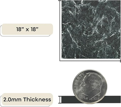 Majestic Self Adhesive 18-Inch Square Vinyl Floor Tiles, 10 Tiles - 18" x 18", Verde Green Marble Pattern - Peel & Stick, DIY Flooring for Kitchen, Dining Room & Bathrooms by Achim Home Decor