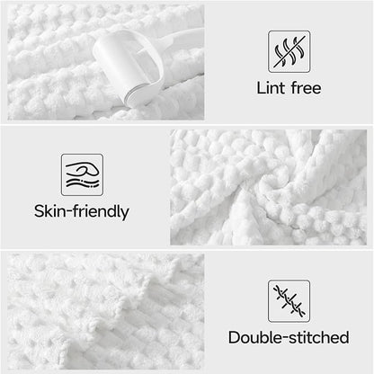 REDKISS White Microfiber Towels Set of 6-35x70 Inches Oversized Bath Sheets, Extra Large Bath Towels Set of 6 for Adults, Super Soft Quick Dry Lint Free Absorbent Waffle Microfiber Shower Towels