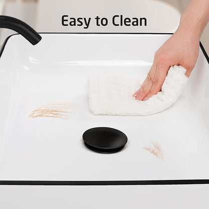 KES 20 Inch Bathroom Vessel Sink with Black Trim Above Counter Rectangular White Ceramic Countertop Sink for Cabinet Lavatory Vanity, BVS123S50-W/B