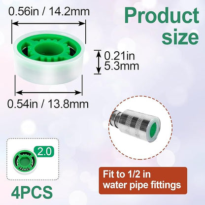 4Pcs Shower Flow Restrictor, Green Water Flow Reducer Control Value | 2.0 GPM Shower Head Water Saver, Plastic, 0.56 0.54 0.21 in, Universal Size, 14mm Connector
