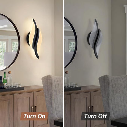 CANEOE Modern LED Wall Sconce 3000K Black Indoor Wall Light Fixtures Acrylic Wall Sconce Lighting for Living Room Bedroom Bedside Bathroom Hallway Stairway Wall Lamp (Black, 1 Pack, 3000K)