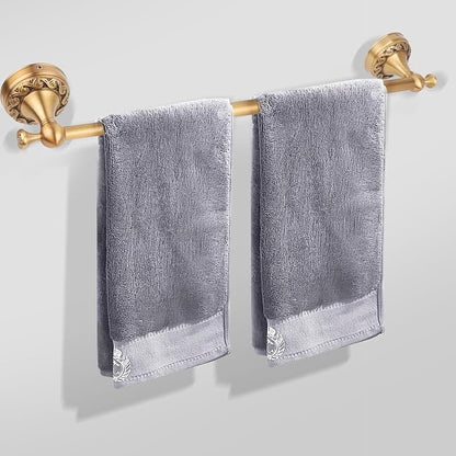 Antique Brass Towel Bar Wall Mount, Adjustable 13-24 inch Bath Towel Rod Holder, Vintage Gold Decorative Bathroom Accessories