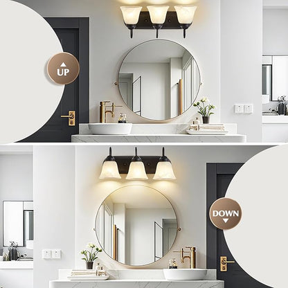 Bathroom Light Fixtures Over Mirror, Black 3 Light Vanity Light for Bathroom Vintage Lighting Fixtures Wall Lamp Vanity Lights Apply for Mirror Living Room Cabinet Bedroom