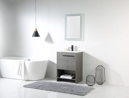 Phoenix 24 Inch Bathroom Vanity with Sink – Modern Design, Soft-Close Doors, Storage Drawers, Durable Build – Classic Grey Vanity for Small Bathrooms (Full Assembly Required)