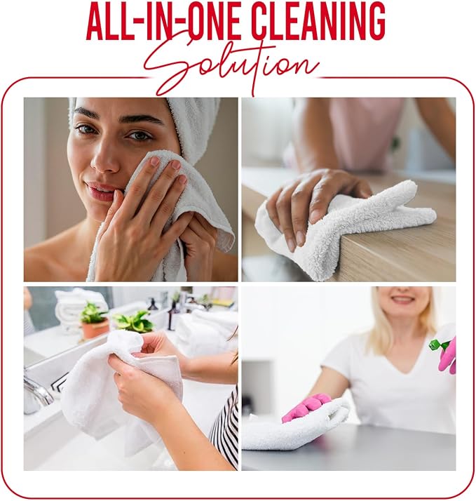DAN RIVER 12 Pack Cotton Wash Cloths Set for Showering [12x12] Red | Lighter Weight, Quick to Dry, Super Soft & Absorbent Face Towels, Hotel Quality, Perfect for Bathroom, Gym, Spa