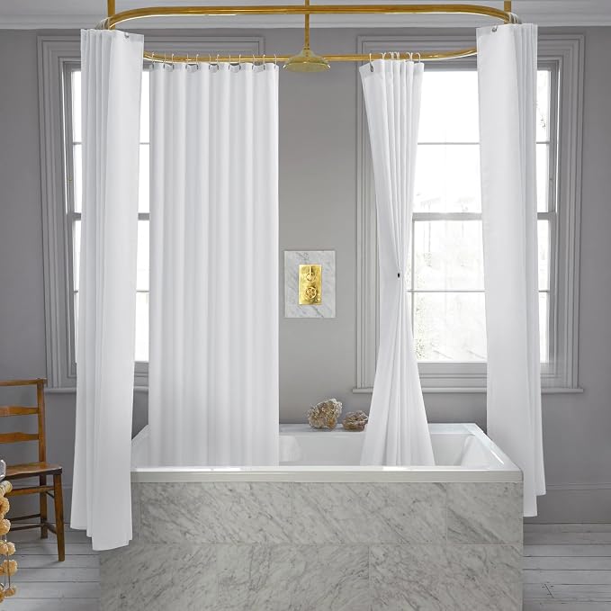 Nasitos Fabric Shower Curtain Liners 2 Pack - W70 x H72 - Washable & Water Resistant Lighweight Cloth Shower Liner for Bathroom, Soft Hotel Quality, Standard Size (White, 8 Magnets Included)