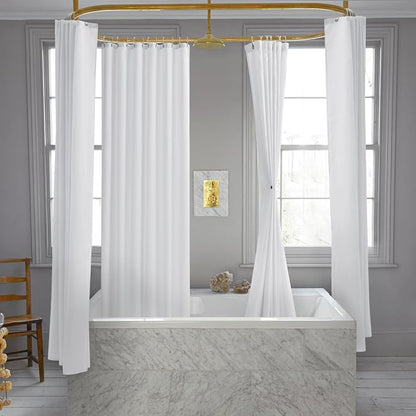 Nasitos Long Fabric Shower Curtain Liners 4 Pack - W72 x H78 - Water Resistant Cloth Shower Curtains for Bath Tub, Soft Hotel Quality, Machine Washable (White, 8 Separate Magnets Included)