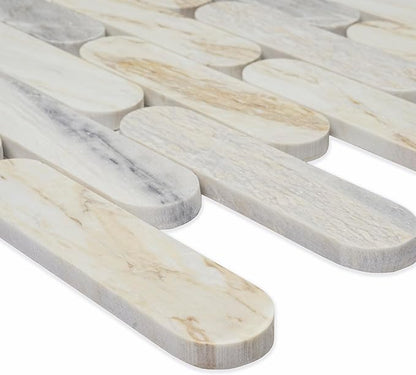 MSI Angora Ellipse 12 in. x 12 in. Polished Marble Mosaic Floor and Wall Tile for Bathroom, Kitchen Backsplash, Accent Wall Tile, and Shower Wall Tile