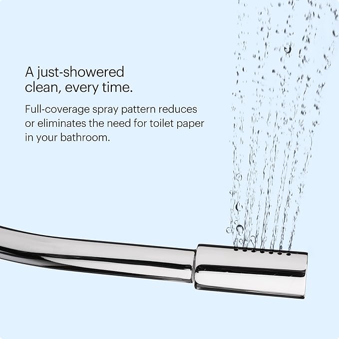 Brondell SMB-25 Side Mounted Manual Bidet Attachment for Toilet Seats with Adjustable Sprayer and Water Pressure, Thin Profile, Chrome (Dual Temperature), X-Large