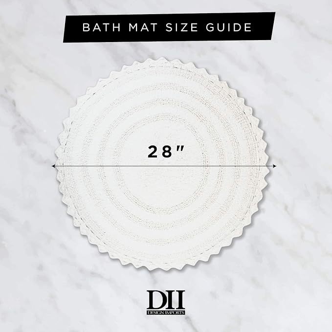 DII Crochet Collection Reversible Bath Mat, Round, 27.5" Diameter, Cameo Blue