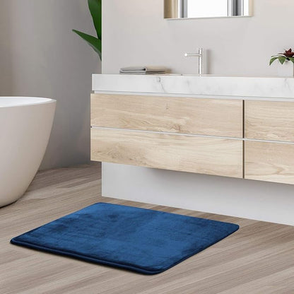 Clara Clark Bathroom Rugs, Velvet Memory Foam Bath Mat, Non-Slip, Machine Washable Bath Rugs - Dries Quickly, Ultra Soft Plush Bath Mats for Bathroom, 17 x 24, Royal Blue