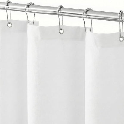 Seasonwood White Linen Shower Curtain Farmhouse Bathroom Decor 72x84 Inches | Boho Bathroom Decor,12 Sturdy Stainless Steel Sliding Hangers,Rustic Country Style,Linen Shower Curtains for Bathroom