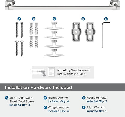 Amerock BH3609426 | Chrome Towel Bar | 24 in (610 mm) Towel Rack | Stature | Bathroom Towel Holder | Bathroom Hardware | Bath Accessories