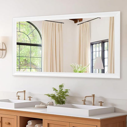 White Wall Mirror for Bathroom,Rectangle Large 30 x 48 inch Vanity Mirrors | Rustic Hanging Mirror for Living Room,Bedroom,Entryway