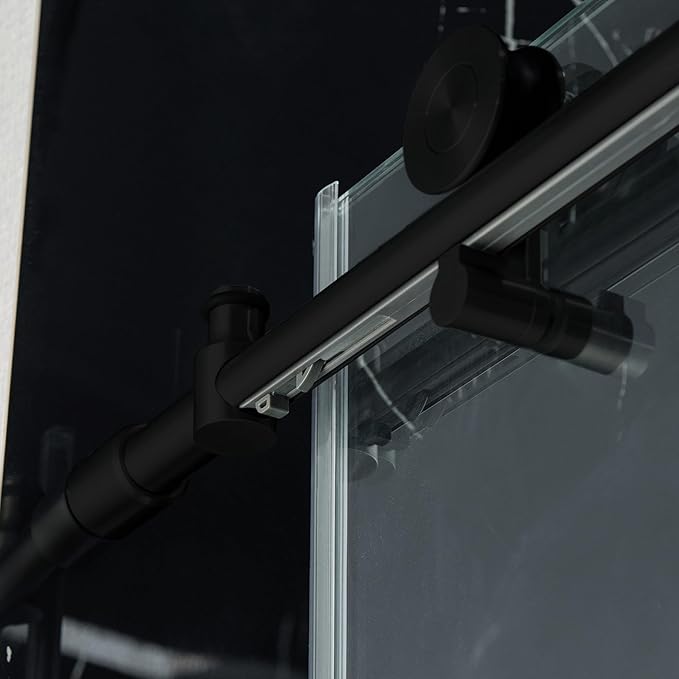 Woodbridge Frameless Single Sliding Shower Doors in Matte Black Finish, 57.5-60" Width x 62" Height with 3/8"(10mm) Clear Tempered Glass, Soft Close System and Explosion-Proof Film, BSDC6062-MB