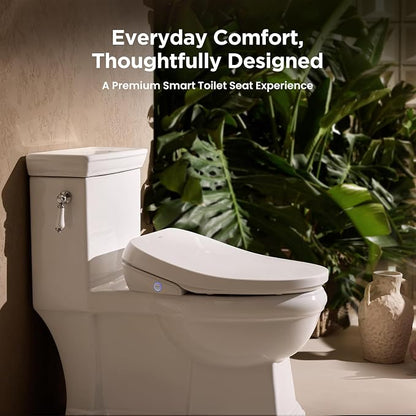 JOMOO Smart Bidet Toilet Seat Elongated, Electric Bidet with Heated Seat, Warm Air Dryer, Self-Cleaning Stainless Steel Nozzle, Remote Control, Night Light, Easy Installation