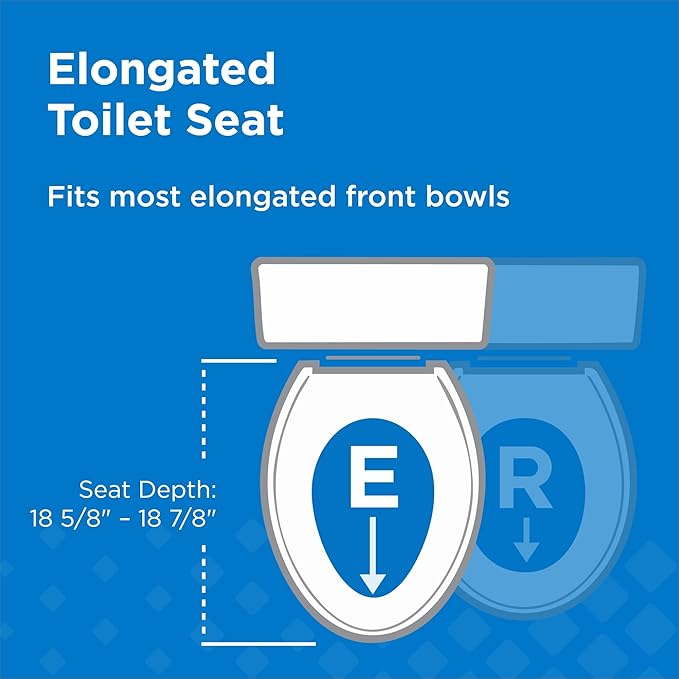 Gerber Elongated Toilet Seat with Cover, Soft Close, No Slam, Quick & Easy Install, Heavy-Duty Plastic, Adjustable Fit for Standard Elongated Toilets, Durable & Fade-Resistant, Bone G009921325