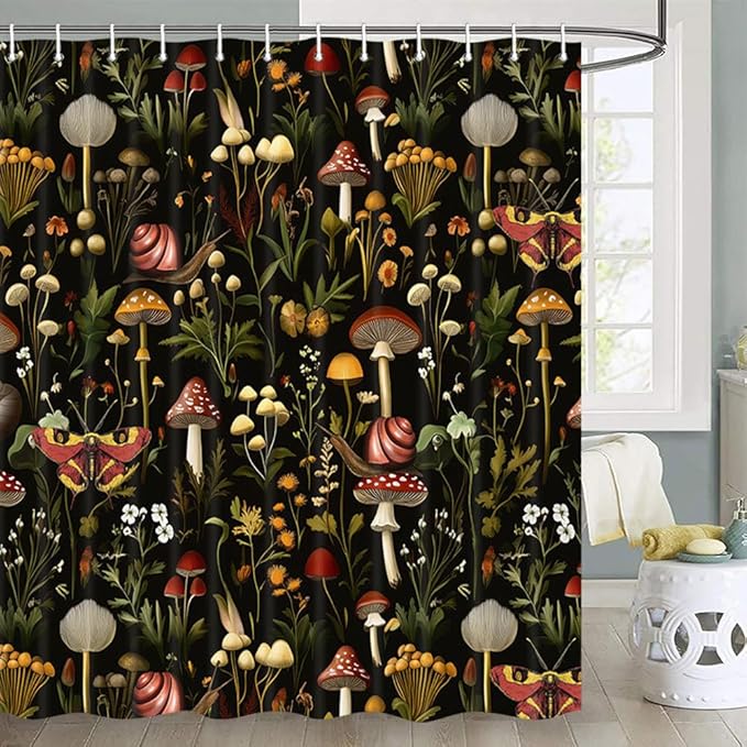 JAWO Rustic Forest Shower Curtain for Bathroom, Country Hunting Bear Deer Wild Animals Farmhouse Lodge Curtain, Cabin Nature Bathroom Set with Hooks, 70X70 Inch, Multi