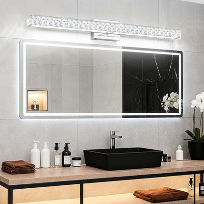 SOLFART Crystal Vanity Lights for Bathroom, 5 Color Adjustable Vanity Lighting Over Mirror,40 Inch Chrome LED Lighting 5CCT