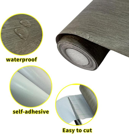 Teemall 10M Black Wood Grain Removable PVC Waterproof Border Wall Decor Removable Self Adhesive Kitchen Bathroom Tiles Sticker Wallpaper 4.2x390 (Gray, 2" x 390")