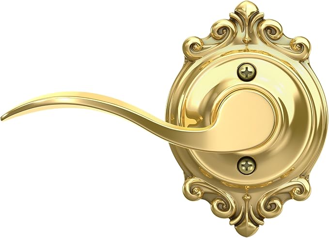 SCHLAGE Accent Lever with Brookshire Trim Non-Turning Lock in Bright Brass - Right Handed