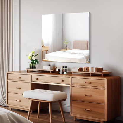 CILIBER Frameless Mirror, 30x30 Square Bathroom Mirrors for Wall, Frameless Vanity Mirror Over Sink with Polished Edge, 3mm Tempered Glass, Decorative for Bathroom, Bedroom and Living Room