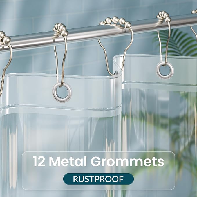 Titanker Clear Shower Curtain Liner Plastic Long Shower Liner 72 x 78 PEVA Lightweight Waterproof Shower Curtains for Bathroom with Magnets and Rustproof Grommets