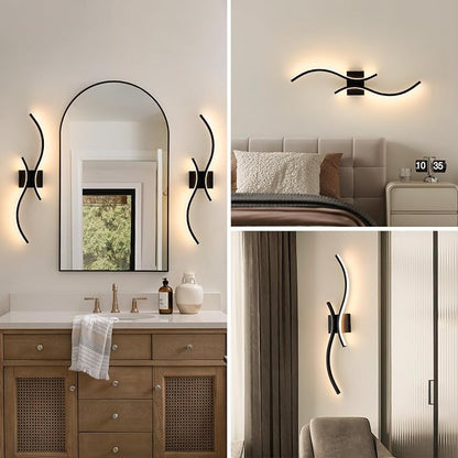 CANEOE Modern LED Wall Sconce Set of Two, 3000K Warm White Led Wall Light Fixture, 31.5inch Black Modern Sconces Wall Lighting for Bedroom, Living Room, Hallway, Staircase, Bathroom