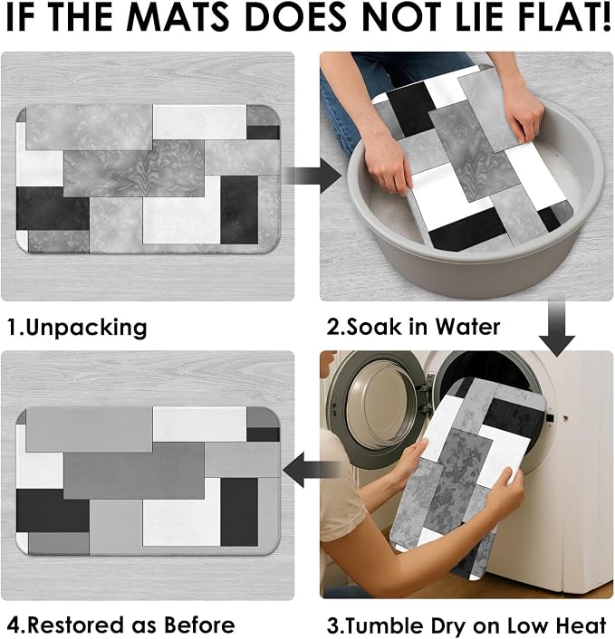 Bathroom Sets with Shower Curtain and Rugs, 4 Pcs, Checkered | Geometric Abstract Modern Bathroom Decor Set with Toilet Lid Cover, Non-Slip Bath Mats and Accessories 12 Hooks