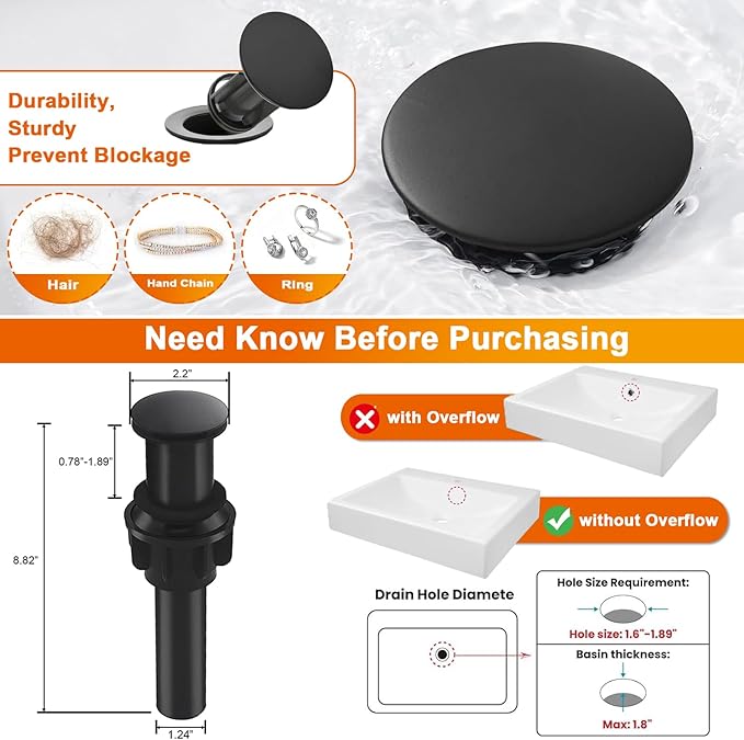 Vessel Sink Faucet Waterfall Bathroom Faucet Matte Black Stainless Steel Tall Single Handle One Hole Deck Mount Bowl Vanity Sink Faucet with Pop-up Drain Stopper